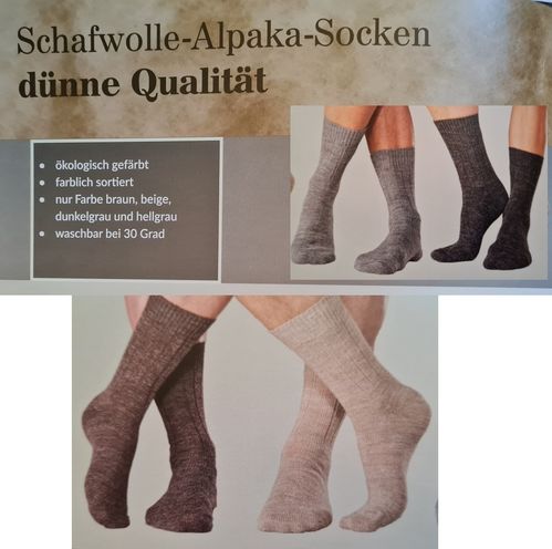 dünne Schafwolle Alpaka Socken